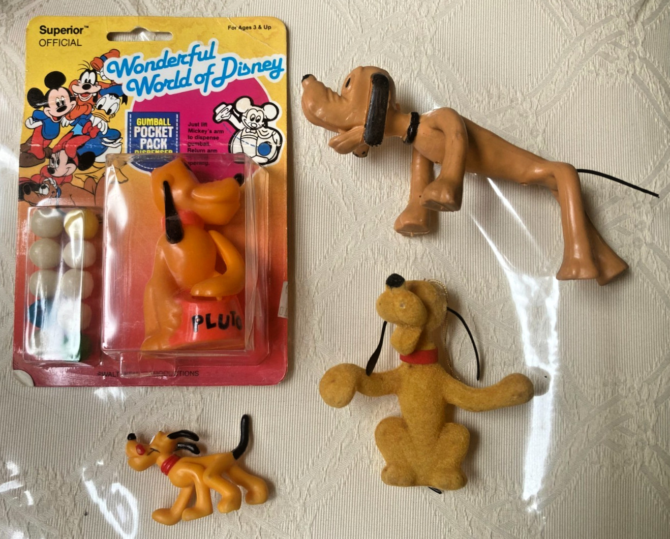 Vintage Walt Disney Productions Lot of Pluto Items - Figures & Gumball Dispenser Vintage Walt Disney Productions Lot of Pluto Items - Figures & Gumball Dispenser