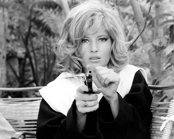 Monica Vitti Italian beauty points gun 1966 Modesty Blaise 8x10 inch photo Monica Vitti Italian beauty points gun 1966 Modesty Blaise 8x10 inch photo