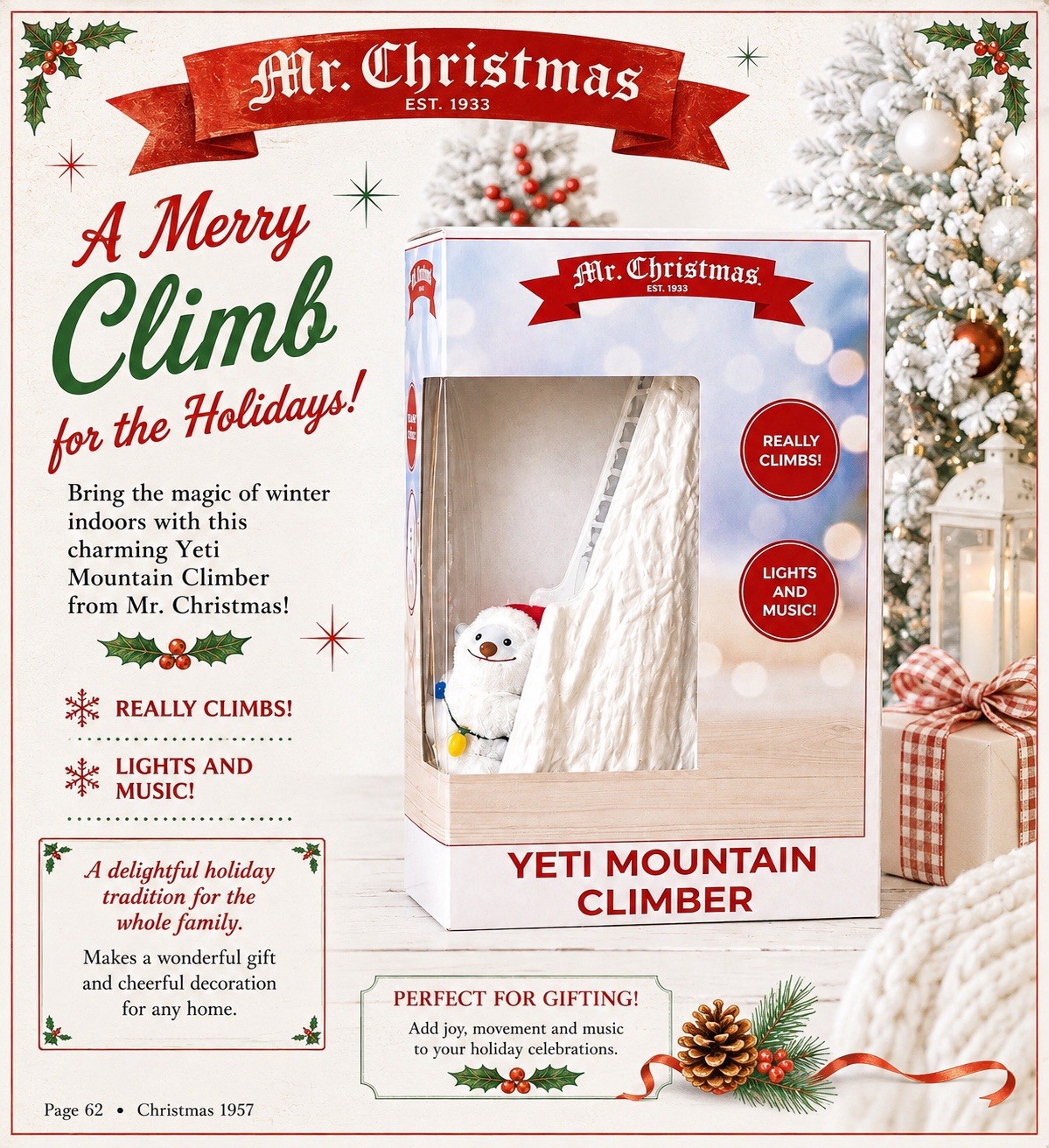 MR. CHRISTMAS Yeti Climbing Mountain Lighted Animated Musical 18.5\ MR. CHRISTMAS Yeti Climbing Mountain Lighted Animated Musical 18.5\
