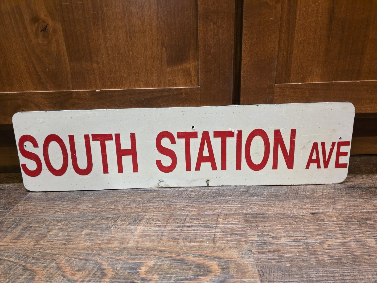 Vintage Boston South Station Ave Street Sign MBTA Railroad Transit History Hub