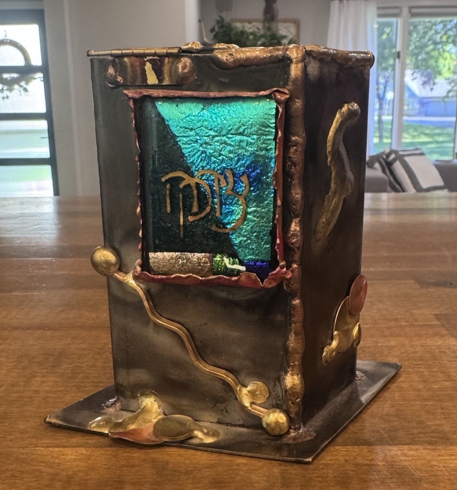 Gary Rosenthal tzedakah Box Fused Glass And Mixed Metals Gary Rosenthal tzedakah Box Fused Glass And Mixed Metals