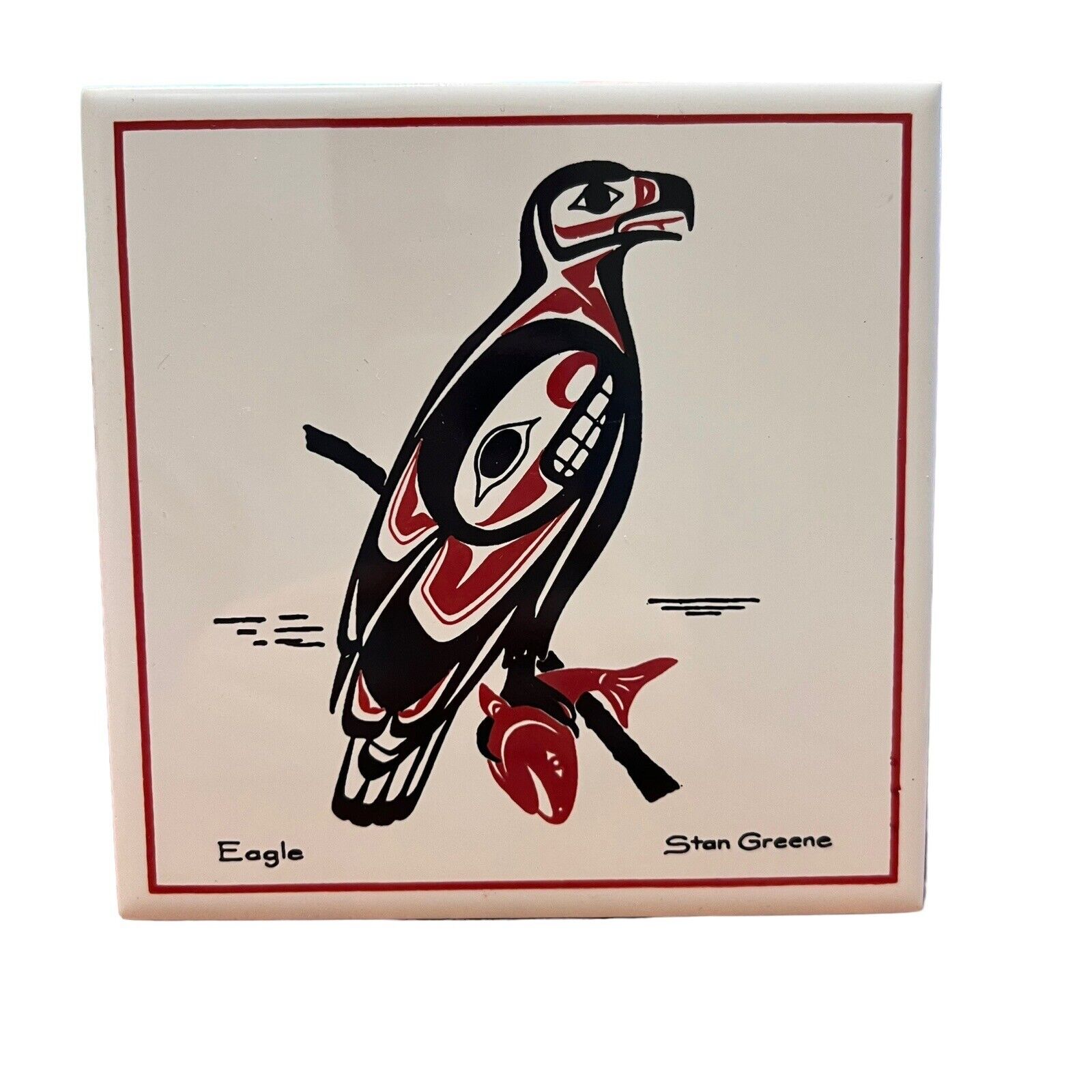 Stan Greene Pacific Northwest Salish Native American Eagle Ceramic Tile