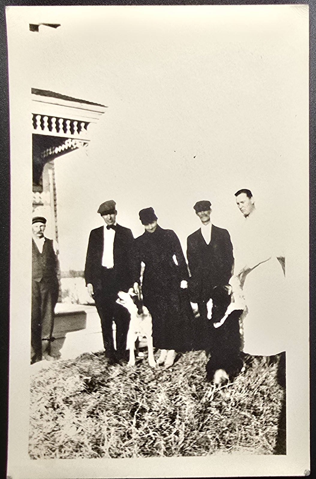 RPPC Family Group with Dogs Vintage Porch Scene Real Photo Postcard c1910s RPPC Family Group with Dogs Vintage Porch Scene Real Photo Postcard c1910s