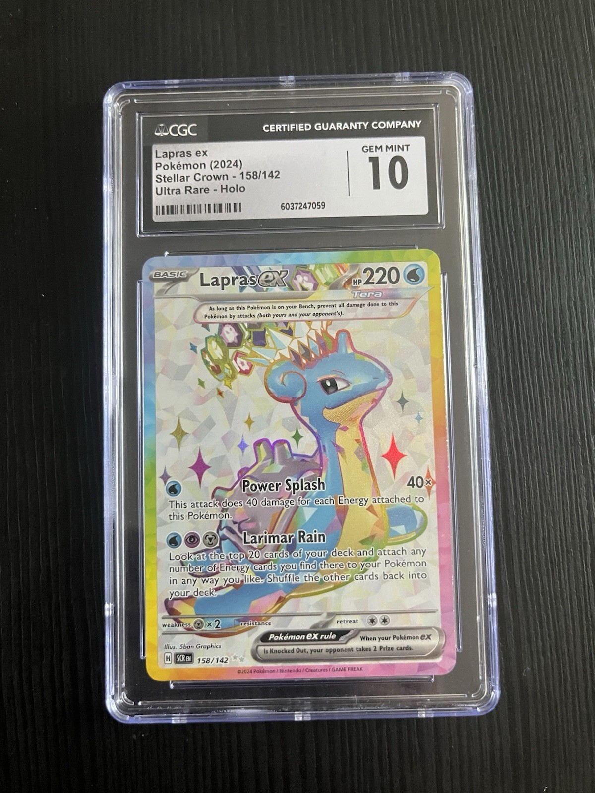 Pokemon Lapras EX Stellar Crown 158/142 Ultra Rare Holo CGC 10 Gem Mint Pokemon Lapras EX Stellar Crown 158/142 Ultra Rare Holo CGC 10 Gem Mint