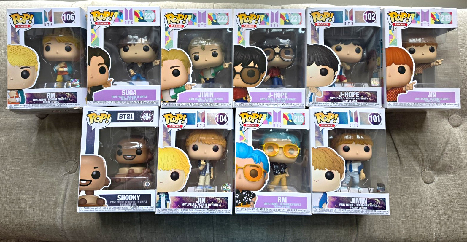Funko Pop Rocks BTS & BT21 Vinyl Mixed Lot Boxed RM Suga Jimin J-Hope Jin Funko Pop Rocks BTS & BT21 Vinyl Mixed Lot Boxed RM Suga Jimin J-Hope Jin