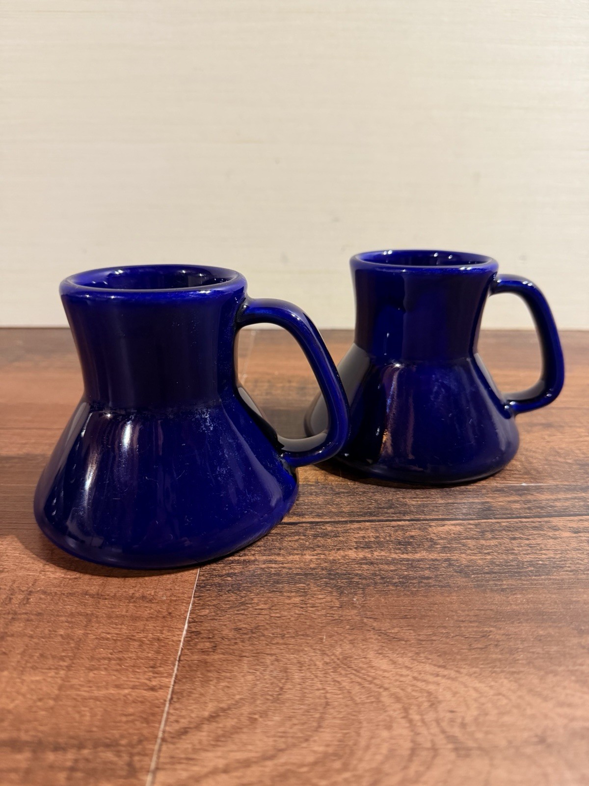 2 VTG 90s Cobalt Blue Wide Bottom Coffee Mug No Spill Star Trek Style USA 2 VTG 90s Cobalt Blue Wide Bottom Coffee Mug No Spill Star Trek Style USA