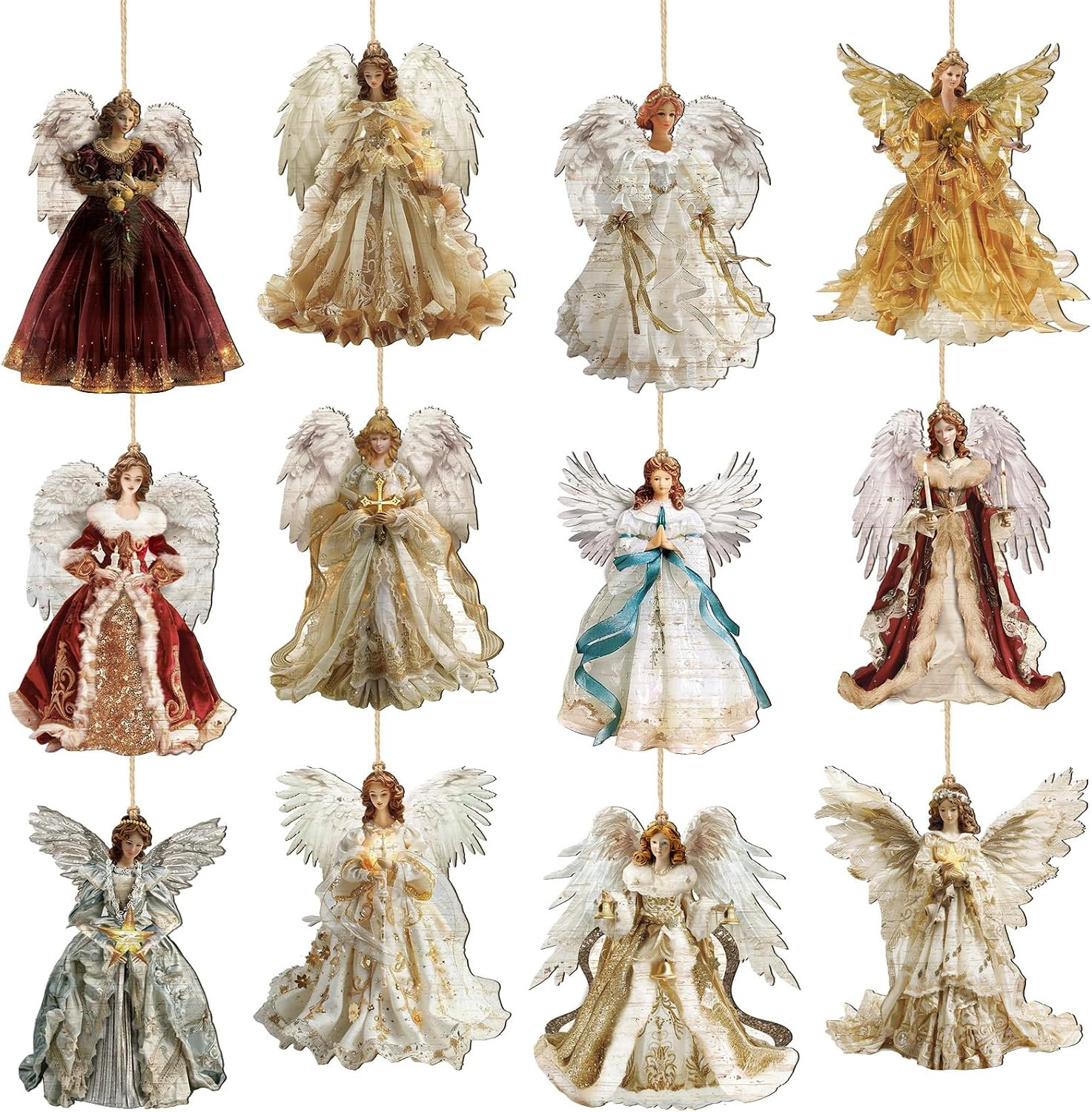 12 Pcs Angel Christmas Ornaments Xmas Tree Decor, Vintage Angels 12 Pcs Angel Christmas Ornaments Xmas Tree Decor, Vintage Angels