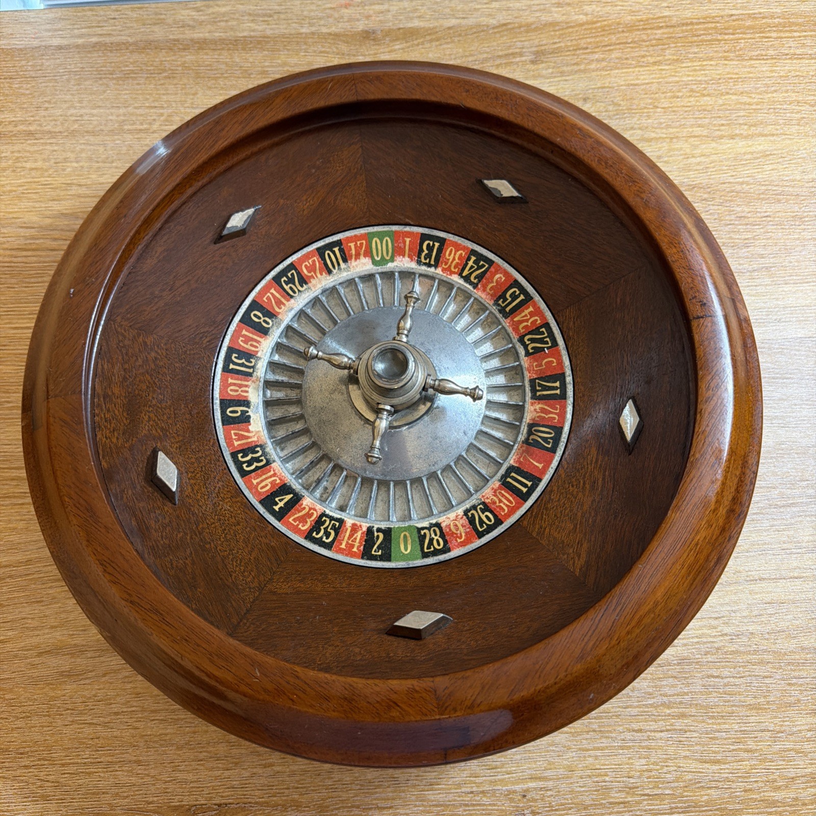 Antique Wooden Roulette Wheel Casino Gaming Decorative Tray Bowl 12” Antique Wooden Roulette Wheel Casino Gaming Decorative Tray Bowl 12”
