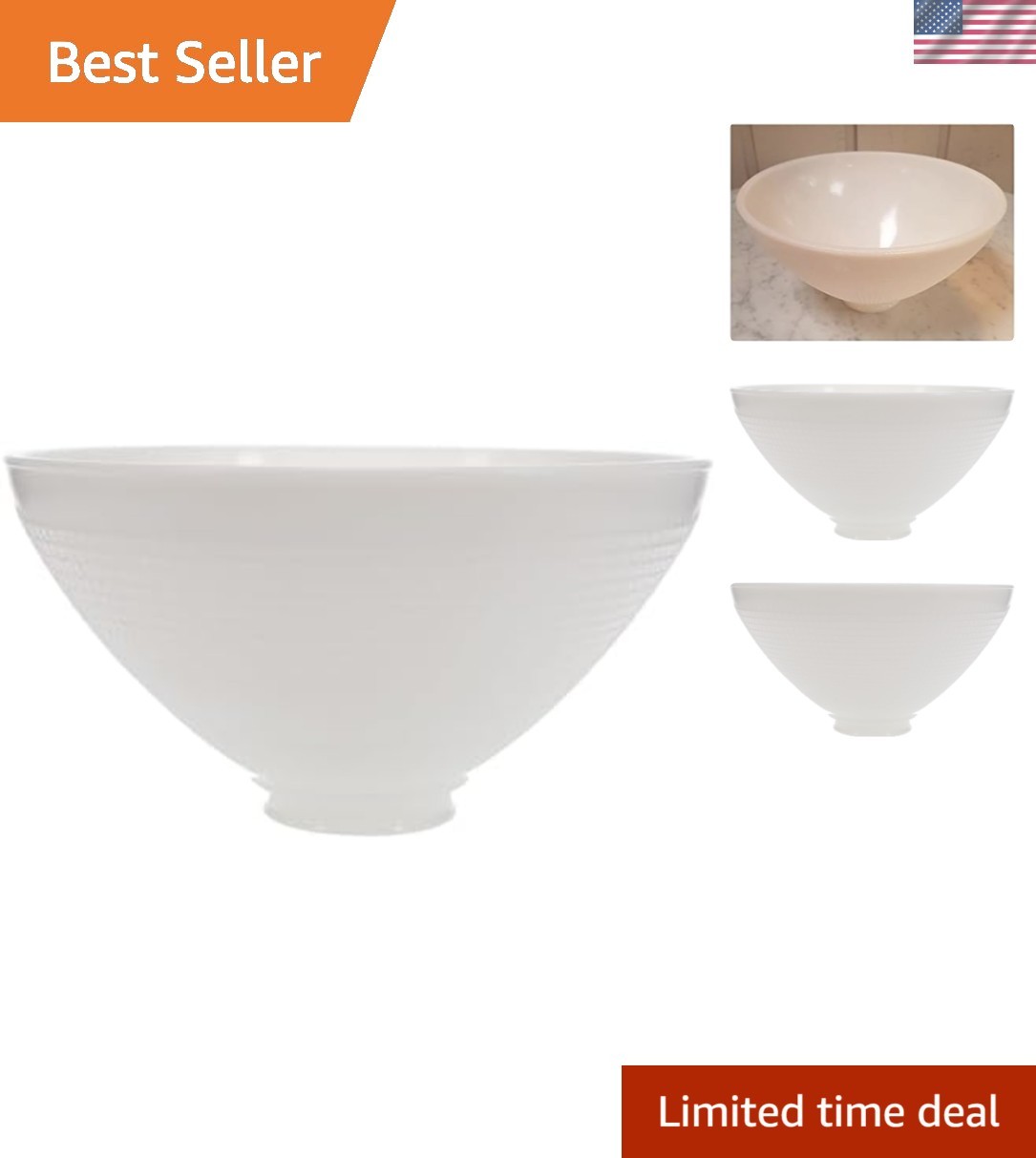 Modern 10-Inch White Opal Waffle Glass Shade for Floor Lamps - Rust Proof Design