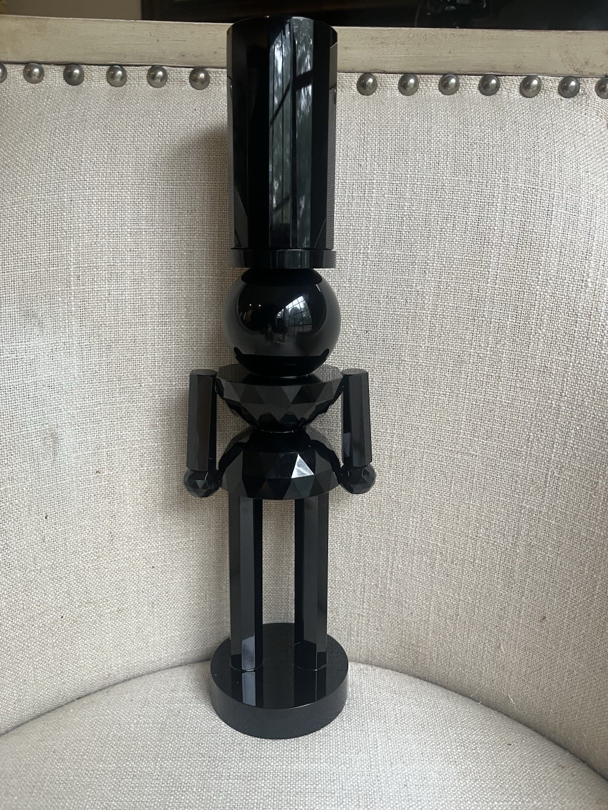 1 High Quality Craftsmanship Heavy Crystal Glass Black Nutcracker Figurine