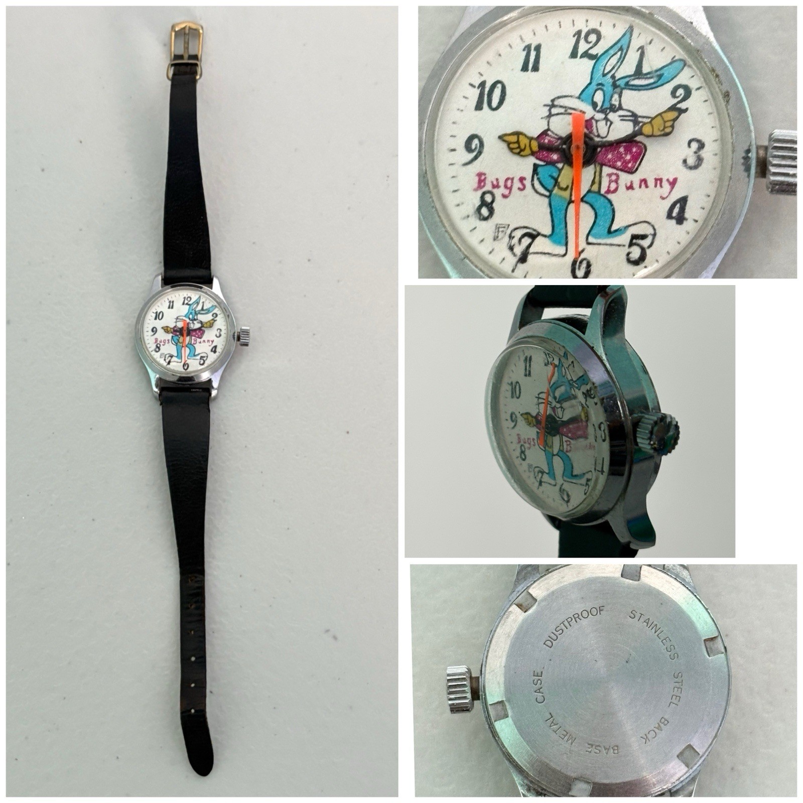 Vintage Bugs Bunny Character Watch Manual-Wind Bugs Bunny Pointing Watch Working Vintage Bugs Bunny Character Watch Manual-Wind Bugs Bunny Pointing Watch Working