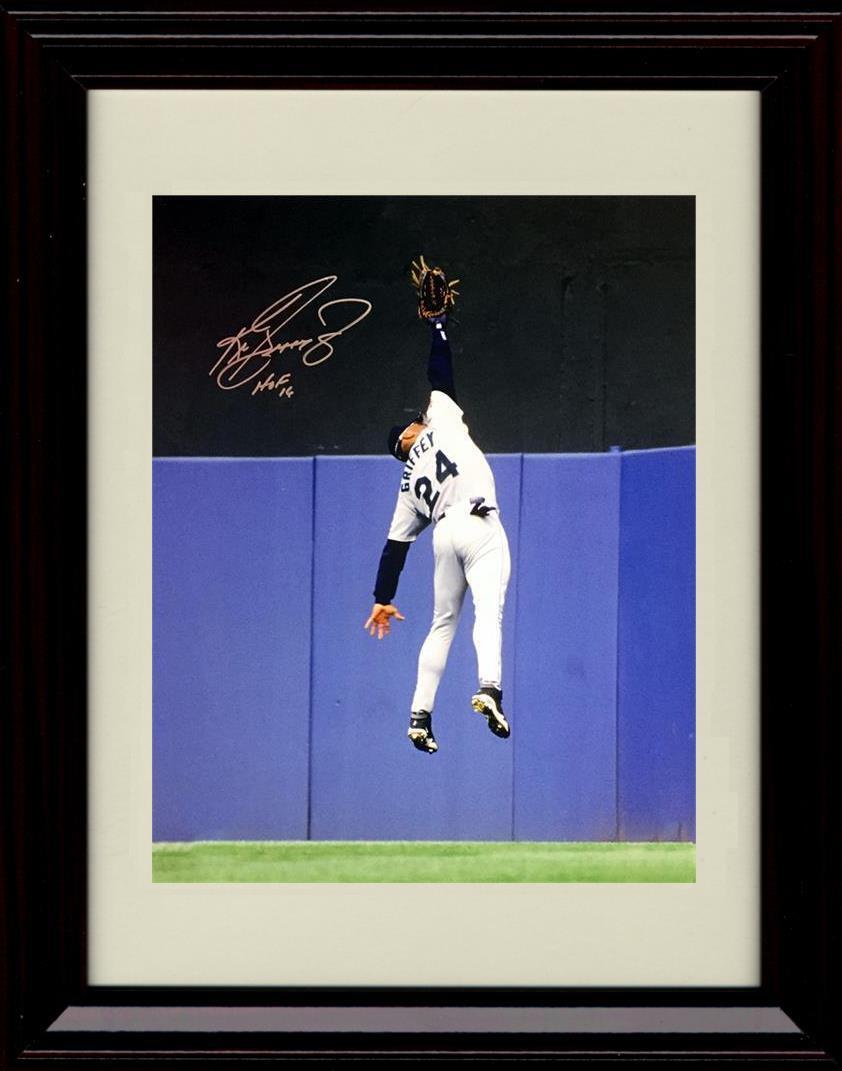 Unframed Ken Griffey Jr - Leaping Catch At Wall - Seattle Mariners Autograph