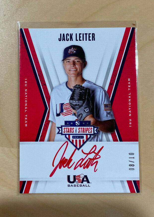 2019 Panini Stars & Stripes Team USA Jack Leiter AUTO /10 RED INK Autograph 