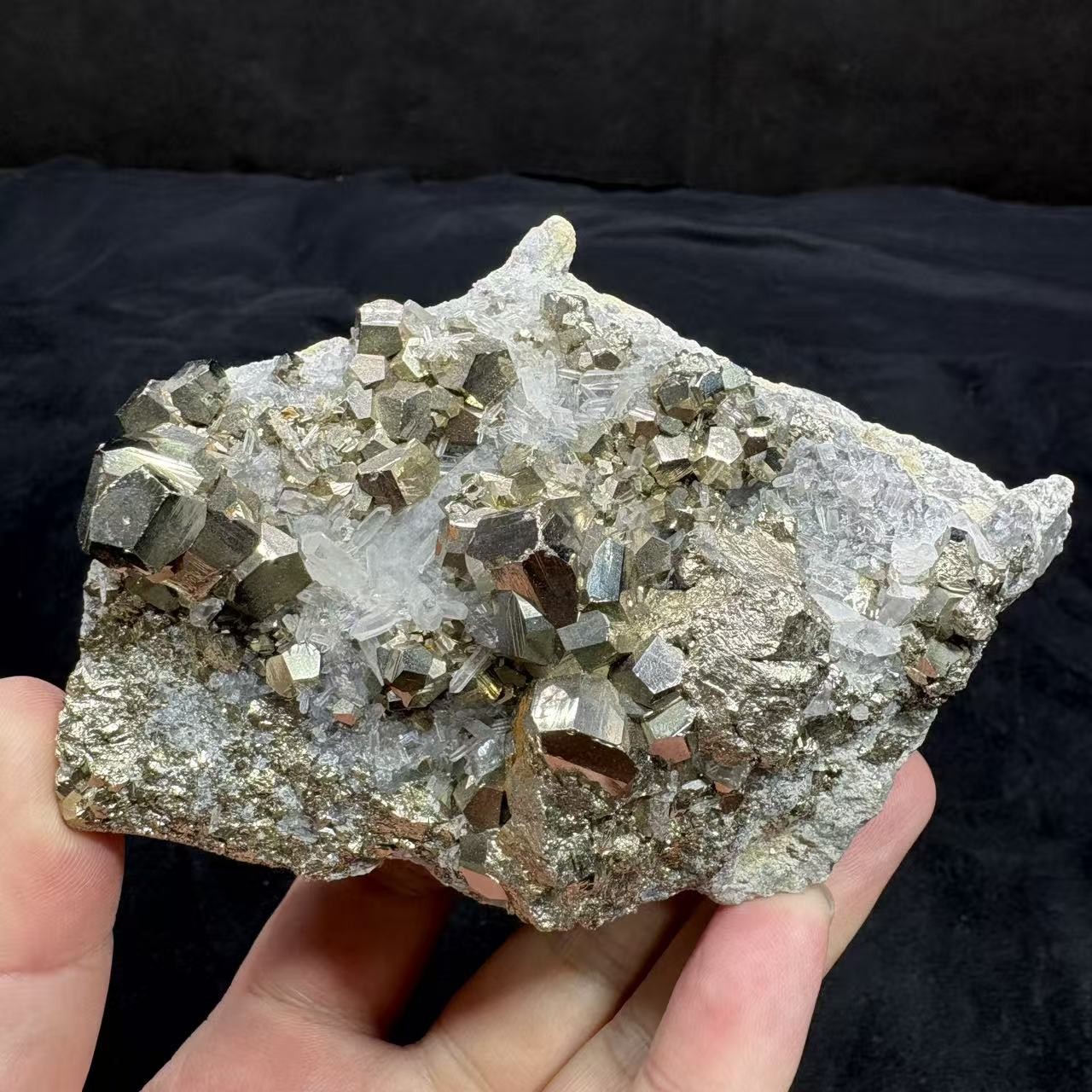 1 LB Natural Clear Quartz Crystal Cluster With Pyrite Mineral Specimen Healing