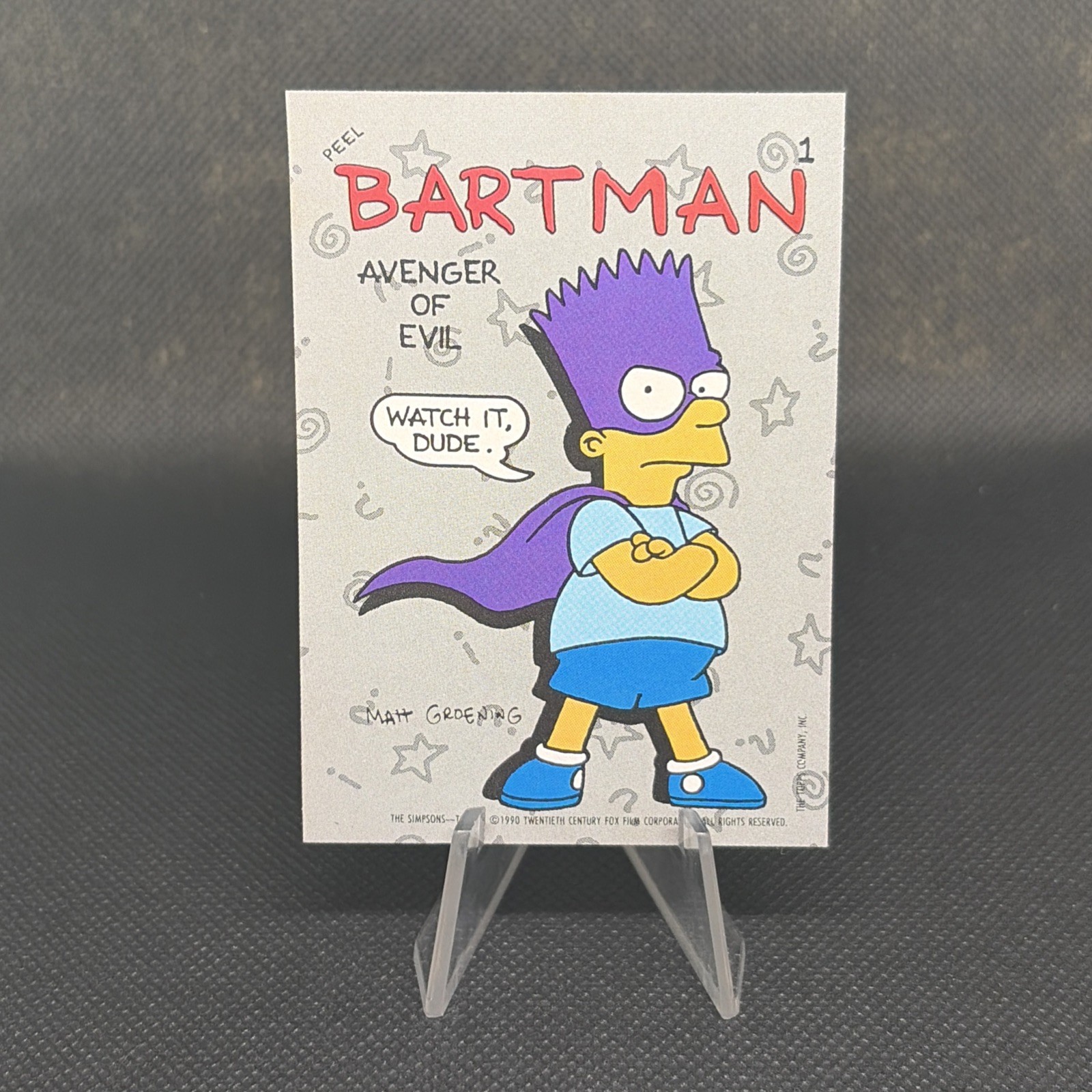 1990 Topps The Simpsons Bartman #1 Sticker Card - Bart Avenger of Evil - Clean 1990 Topps The Simpsons Bartman #1 Sticker Card - Bart Avenger of Evil - Clean