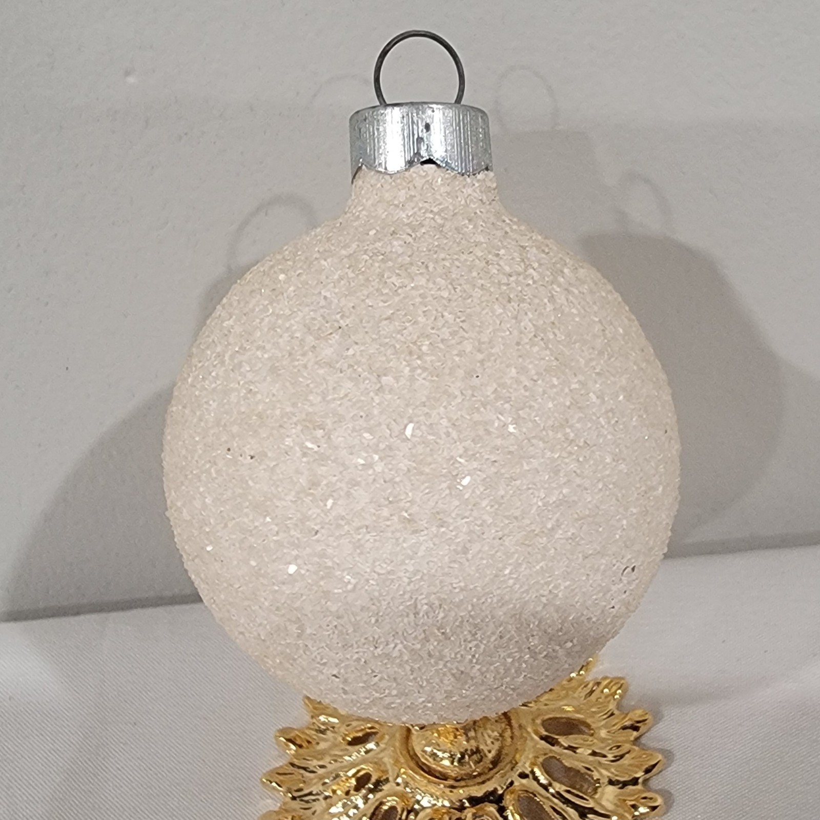 Vintage George Franke Glass Ornament Snowball White Glitter