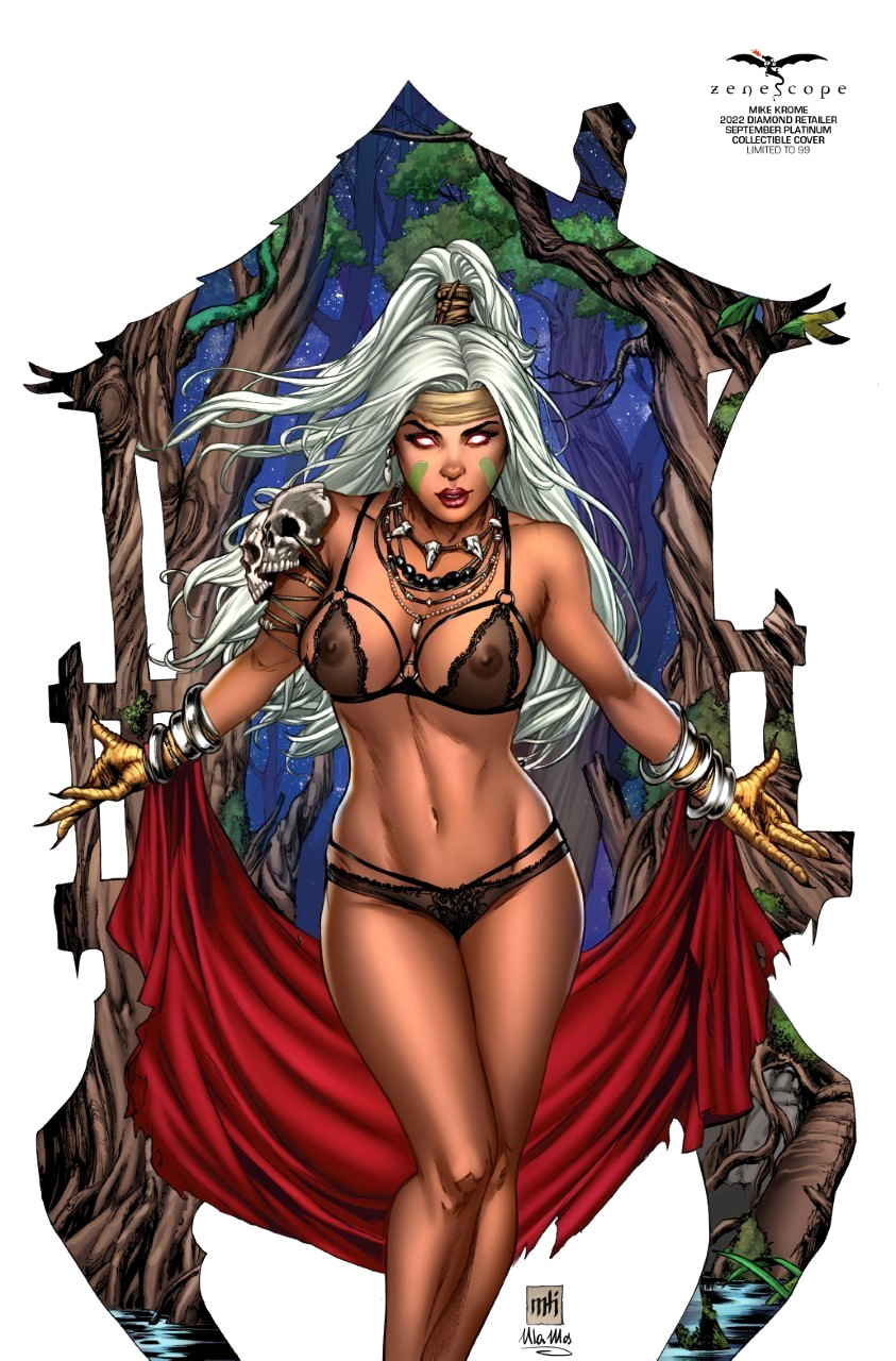 ROBYN HOOD: BABA YAGA - Baba Yaga - LINGERIE - PLATINUM - Mike Krome - ZENESCOPE ROBYN HOOD: BABA YAGA - Baba Yaga - LINGERIE - PLATINUM - Mike Krome - ZENESCOPE