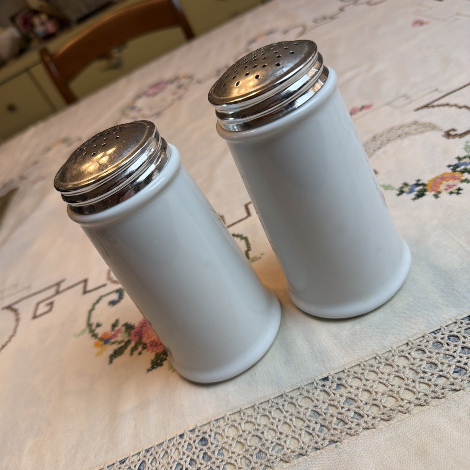 VTG Dansk Salt & Pepper Shakers White Large Made In Taiwan