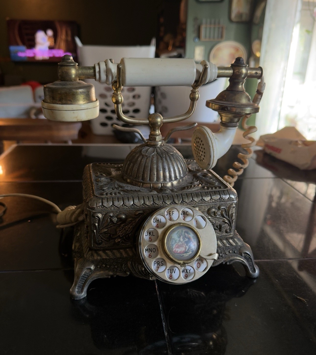 antique vintage rotary phone 1970s pacific telephone company (brass?) victorian antique vintage rotary phone 1970s pacific telephone company (brass?) victorian