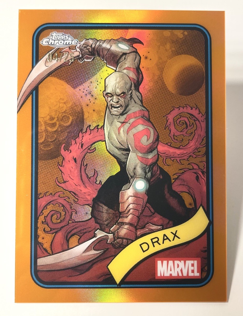 2025 Topps Chrome Marvel Drax Orange /25 SSP #184 2025 Topps Chrome Marvel Drax Orange /25 SSP #184
