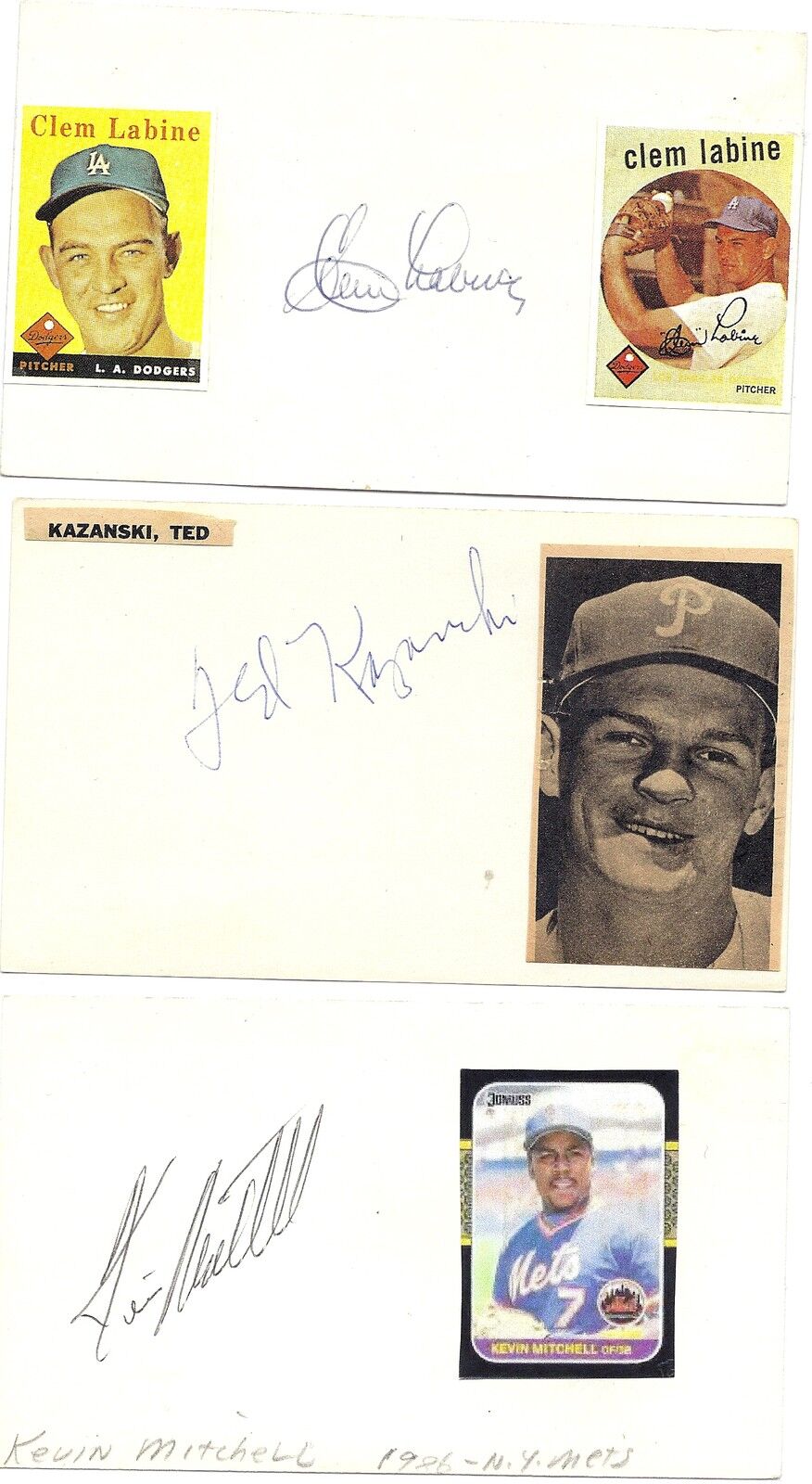 1950 Clem Labine Brooklyn Dodgers MLB Baseball Signed Index Card Deceased