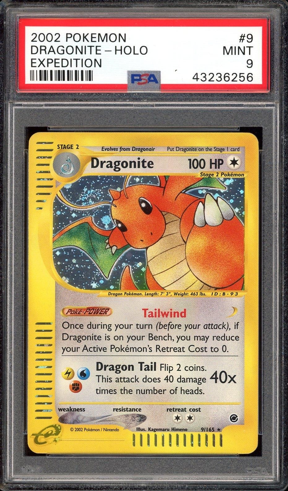 Dragonite Holo 9/165 PSA 9 Expedition Pokemon Mint Swirl Dragonite Holo 9/165 PSA 9 Expedition Pokemon Mint Swirl