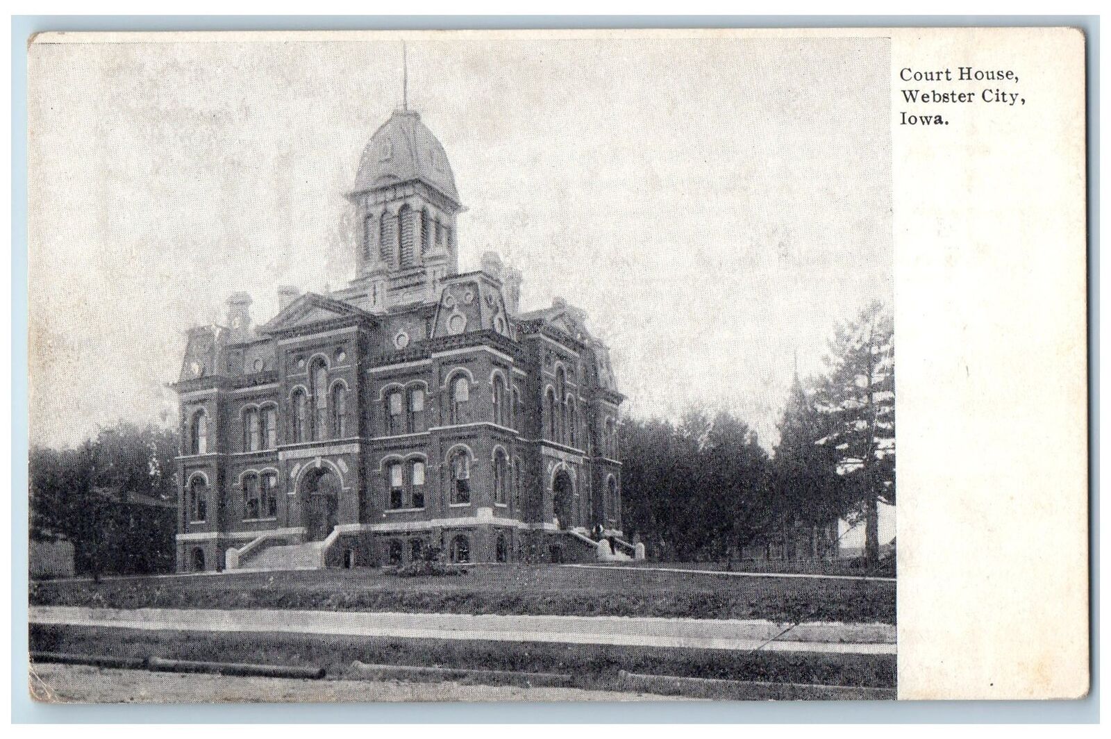 c1905\'s Court House Building Tower Entrance Dirt Road Webster City Iowa Postcard