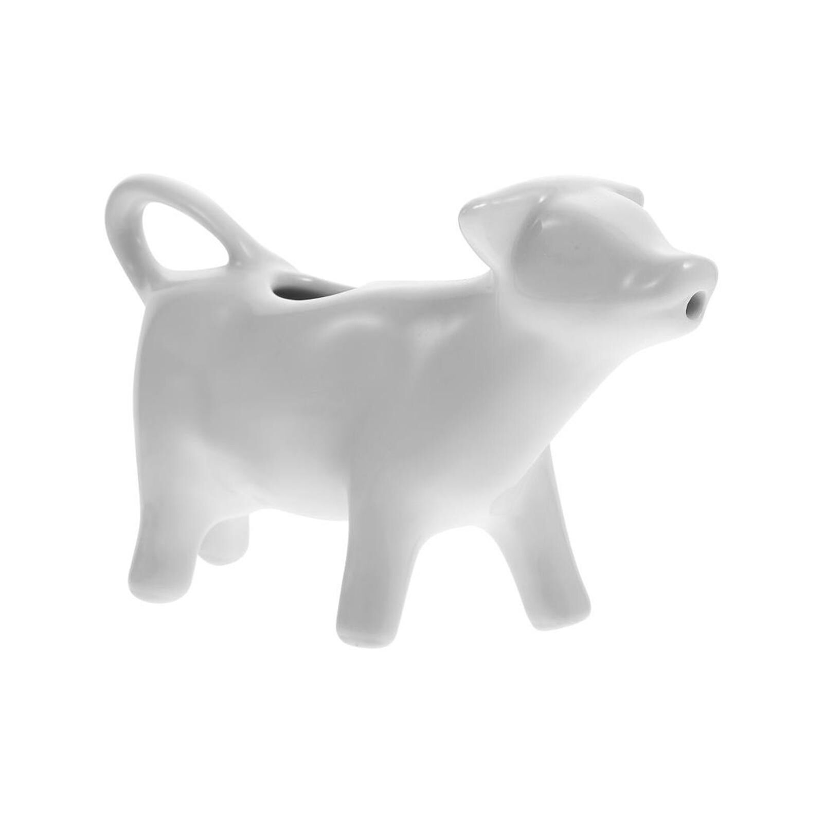 New White Ceramic Cow Creamer Pitcher Cartoon Cow Syrup Container Heat Resistant