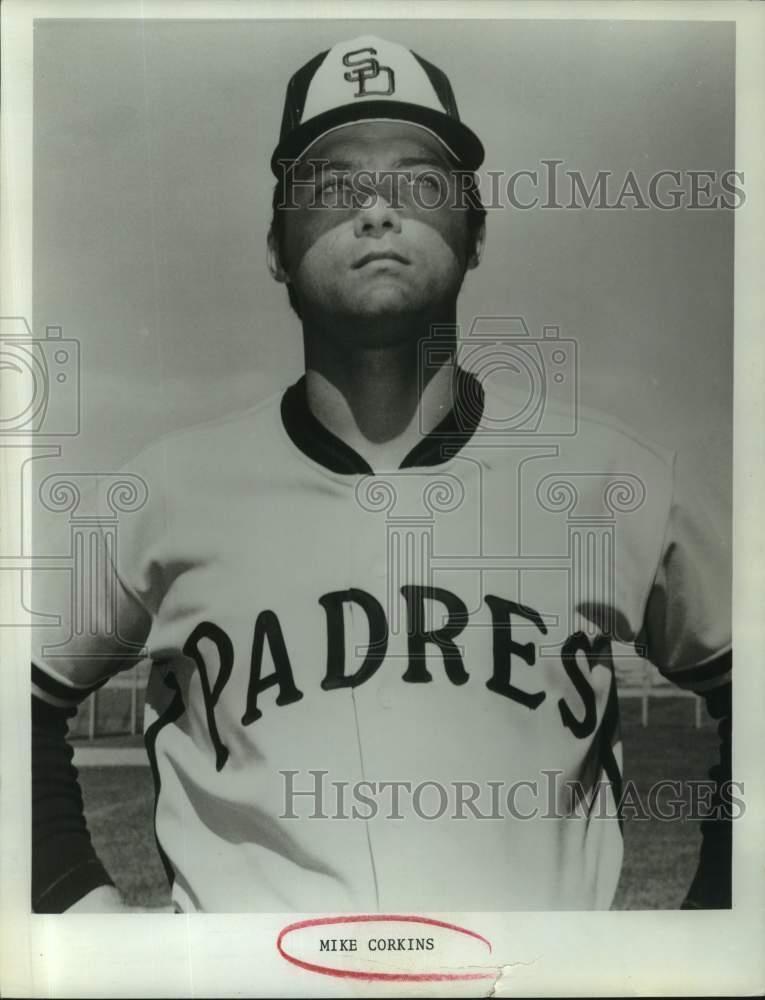1972 Press Photo Mike Corkins, San Diego Padres baseball player - lrs01544