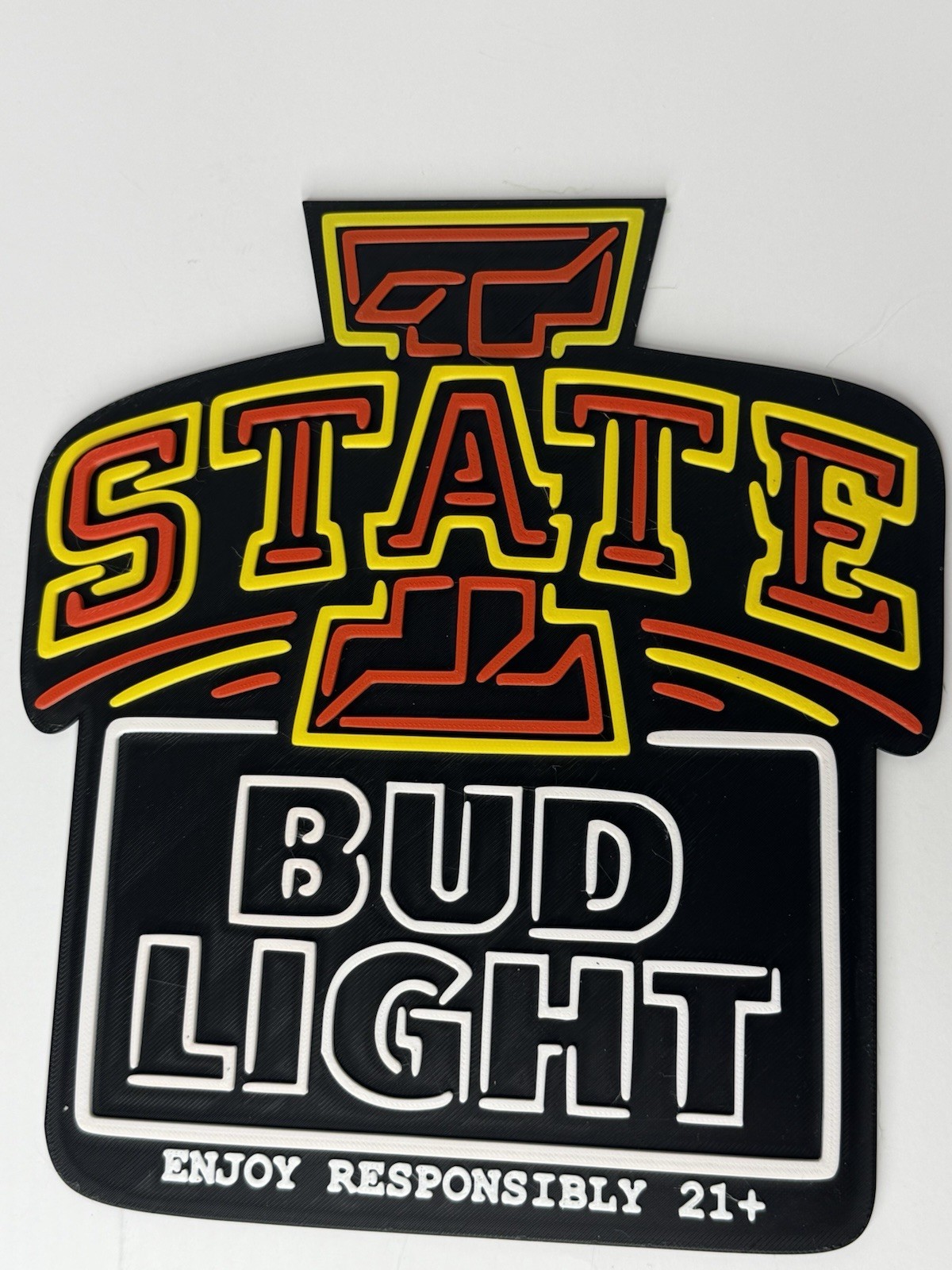 Iowa State Bud Light Sign College Football Gear Beer Mancave 3D Print 9x8in Iowa State Bud Light Sign College Football Gear Beer Mancave 3D Print 9x8in