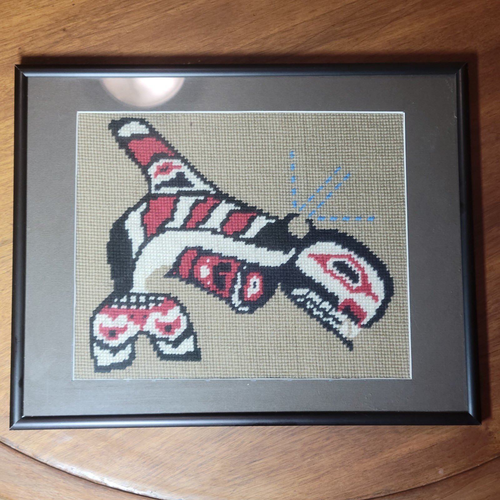 Vintage Northwest Coast Needle Point Killer Whale Cross Stitch Indigenous Art Vintage Northwest Coast Needle Point Killer Whale Cross Stitch Indigenous Art