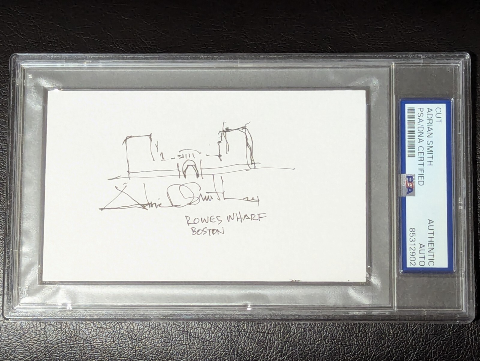 Adrian Smith Autograph Signed PSA DNA  Hand Drawn Sketch Rowe's Wharf Boston 