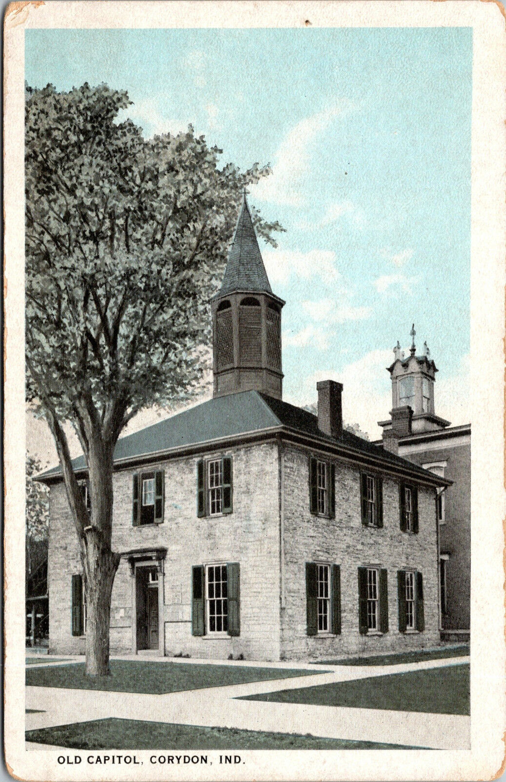 Vtg 1920s Old Capitol Building Corydon Indiana IN Postcard