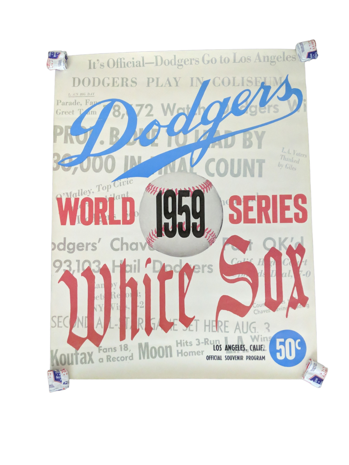 Poster Dodgers World 1959 Series White Sox Sports Store Poster 28X22 Vintage