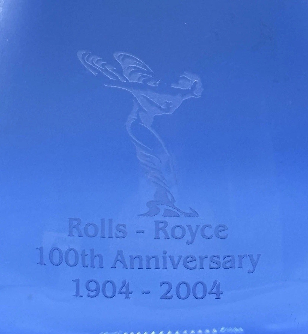 Decorative Rolls Royce Logo Cobalt Blue 100th Anniversary Vase, Dealer Vintage
