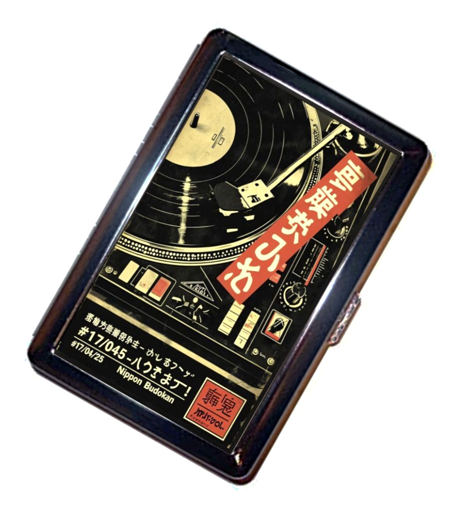 Japanese Retro Music Record turntable image Cigarette Case Wallet