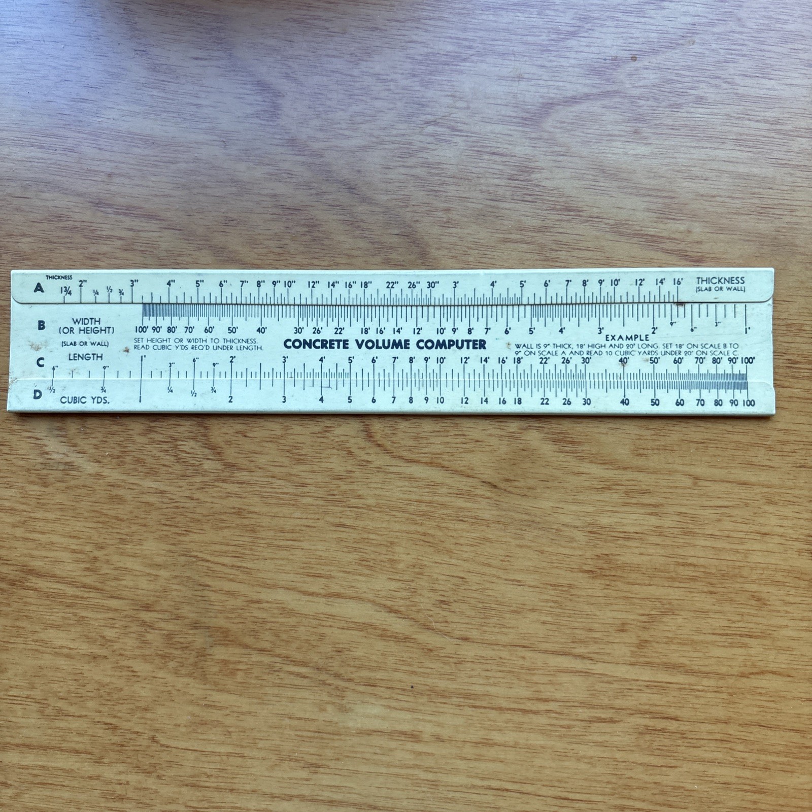 VINTAGE CONCRETE VOLUME COMPUTER ENGINEERING SLIDE RULER & SCALE VINTAGE CONCRETE VOLUME COMPUTER ENGINEERING SLIDE RULER & SCALE