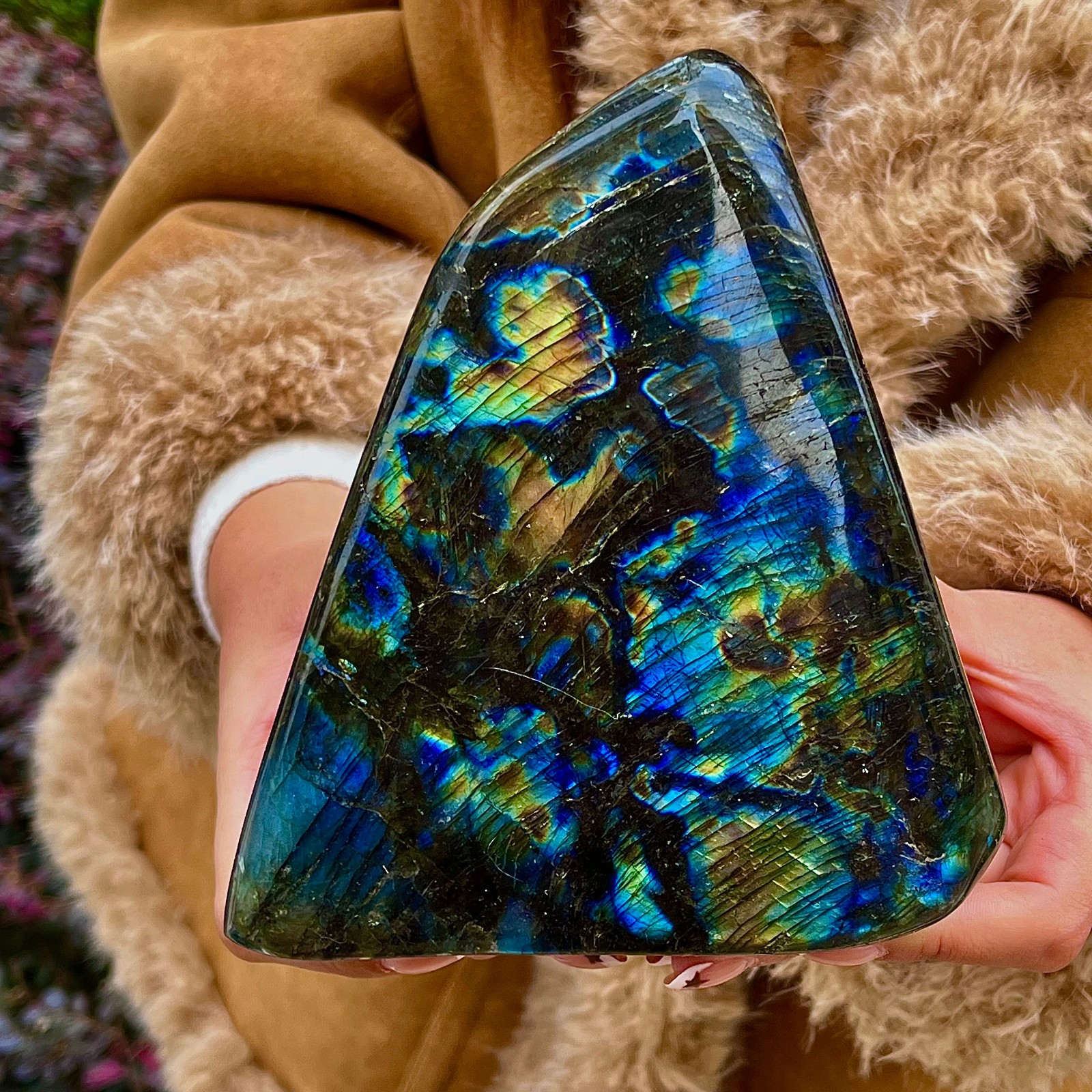 3.81lb Natural colorful elongated stone Madagascar polished crystal healing
