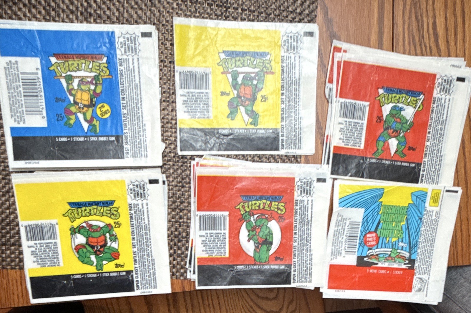 Vintage 1989-1990 TMNT Topps Trading Card Wrappers Lot of 60 - 6 designs Vintage 1989-1990 TMNT Topps Trading Card Wrappers Lot of 60 - 6 designs