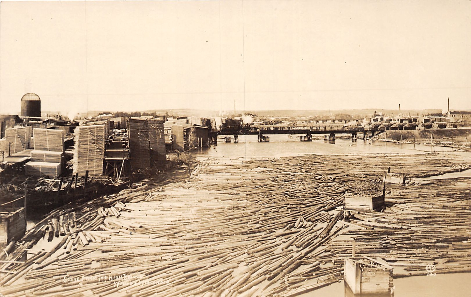 J70/ Wausau Wisconsin RPPC Postcard c1910 High Bridge Flood Sawmill 418 J70/ Wausau Wisconsin RPPC Postcard c1910 High Bridge Flood Sawmill 418