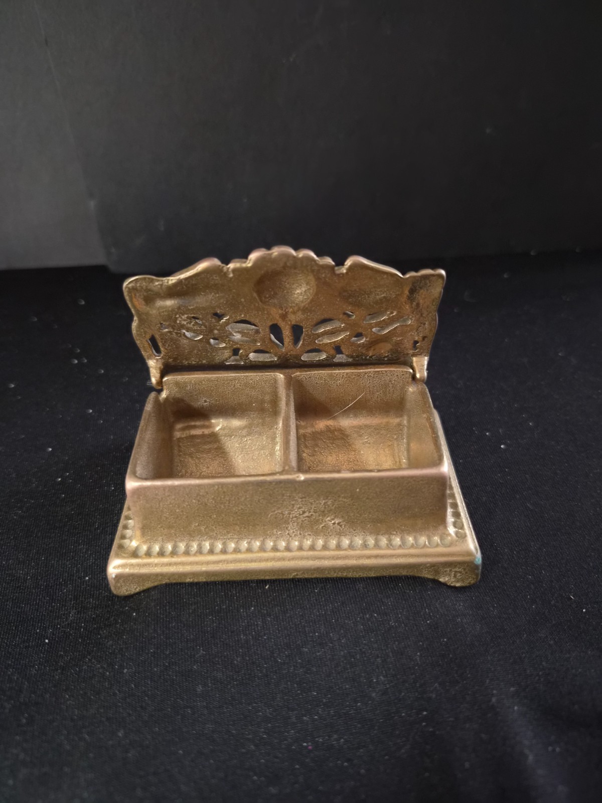 Vintage Art Nouveau-style solid brass postage stamp or desk organizer featuring Vintage Art Nouveau-style solid brass postage stamp or desk organizer featuring