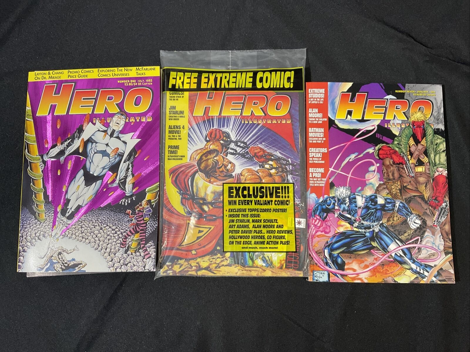 1993 Hero #1, 1994 Hero #7, 1994 Hero #7 Comic Books Lot of 3