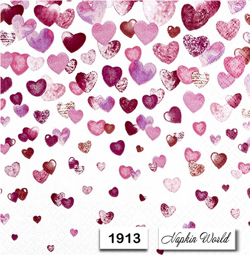 (1913) TWO Individual Paper LUNCHEON Decoupage Napkins - HEARTS LOVE VALENTINE (1913) TWO Individual Paper LUNCHEON Decoupage Napkins - HEARTS LOVE VALENTINE