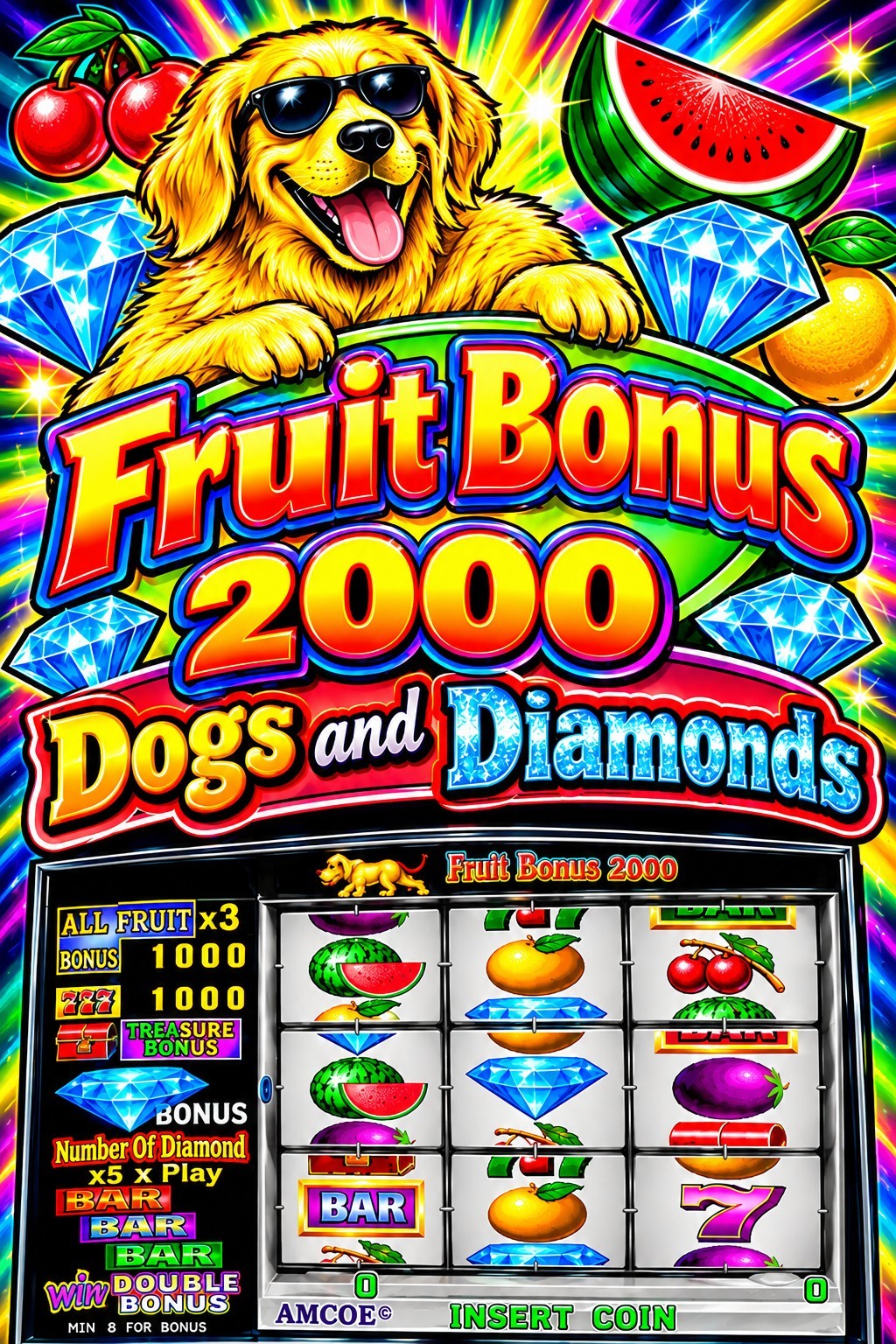FRUIT Bonus 2000 / 2 IN 1 / 8-Liner Replacement CGA Game Board Cherry MASTER IGS FRUIT Bonus 2000 / 2 IN 1 / 8-Liner Replacement CGA Game Board Cherry MASTER IGS