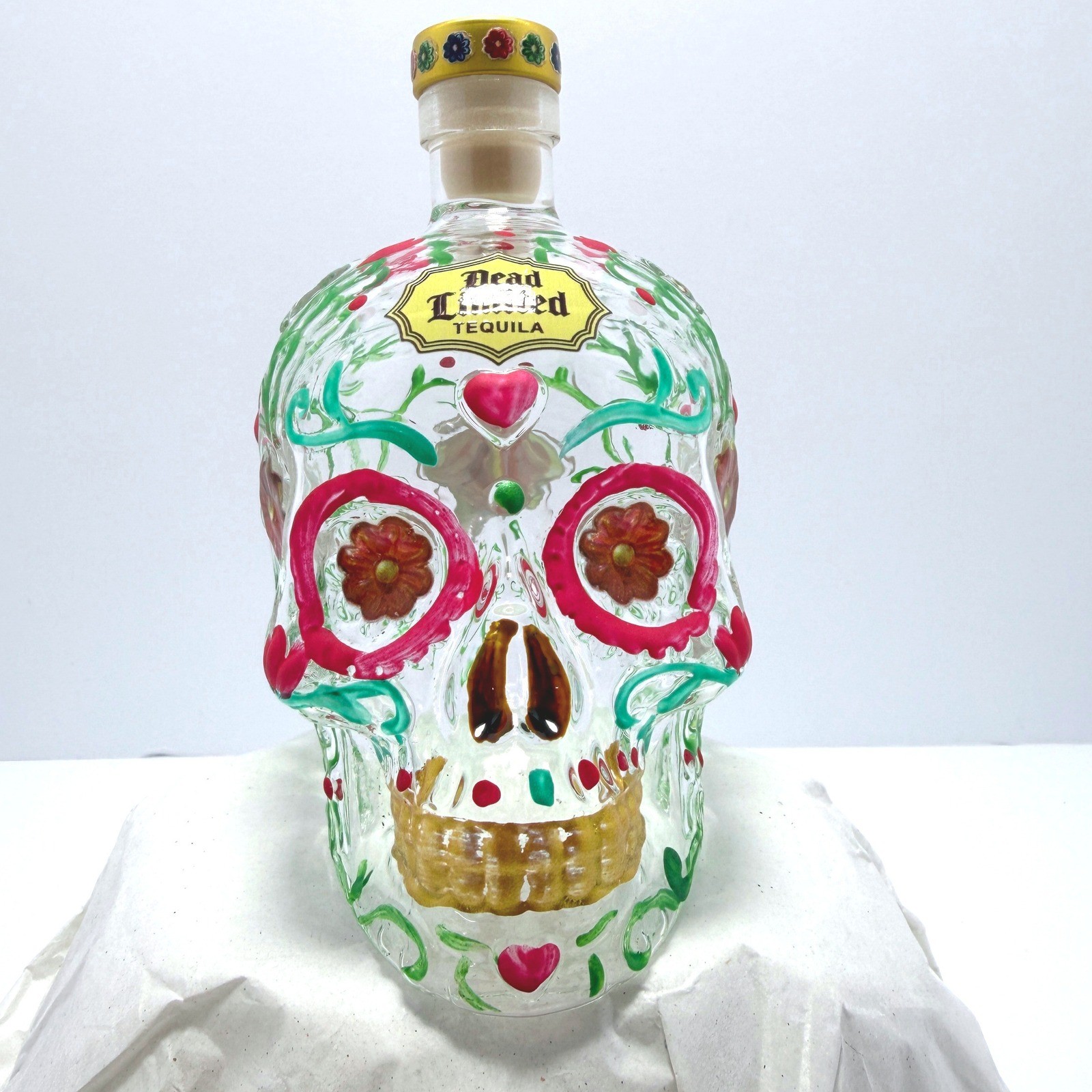 Dead Limited Tequila Bottle Sugar Skull Day of the Dead Hand Painted Empty New Dead Limited Tequila Bottle Sugar Skull Day of the Dead Hand Painted Empty New