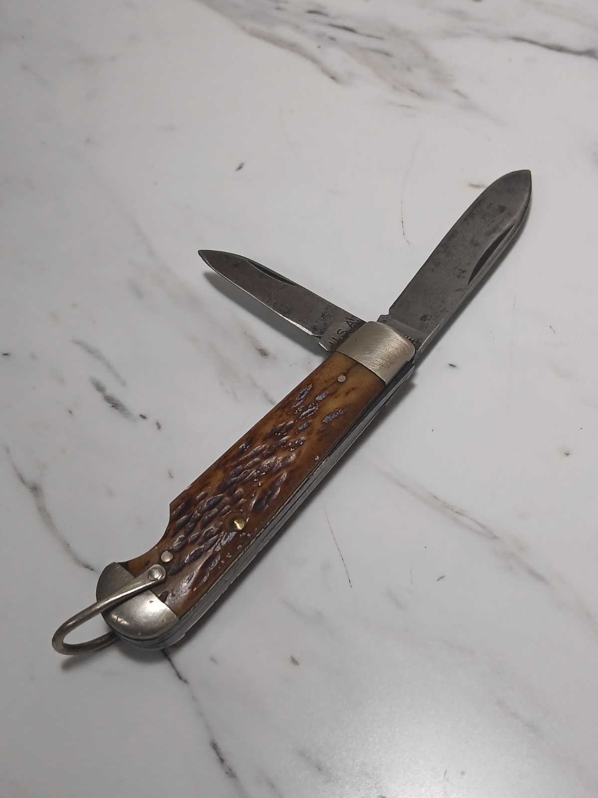 VINTAGE 1936-1952 IMPERIAL PROV. R.I. BROWN BONE SWELL END JACK POCKET KNIFE