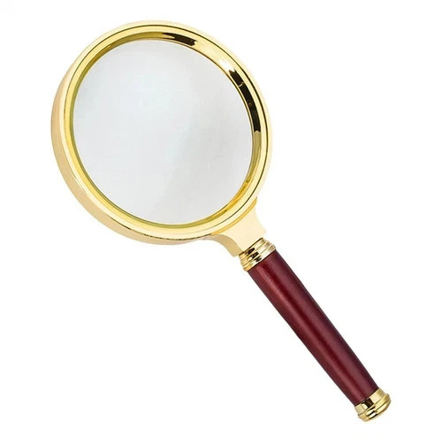 Vintage Magnifying Glass 10X Wood Antique Brass Handheld Magnifier