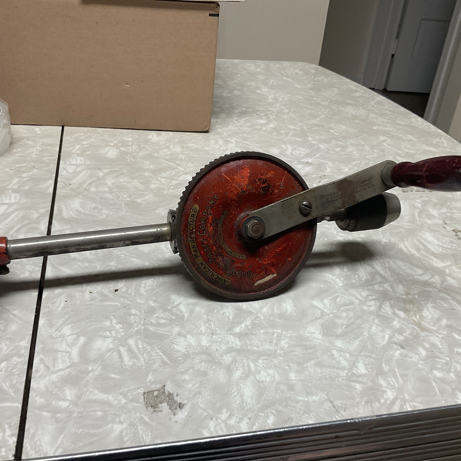 Antique Goodell-Pratt No 245 2-Speed Breast Drill Hand Crank Red Gear Tool