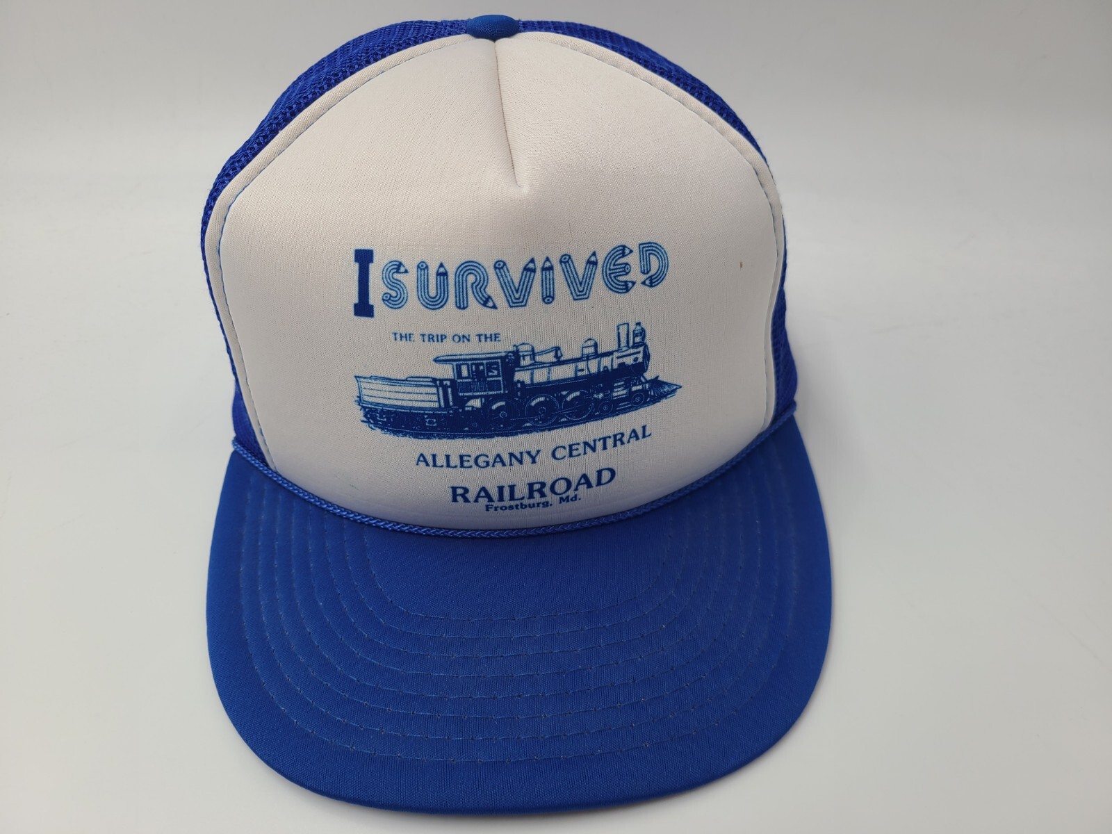 Vintage Allegany Central Railroad I Survived Trip on the Mesh Snapback Hat Cap Vintage Allegany Central Railroad I Survived Trip on the Mesh Snapback Hat Cap