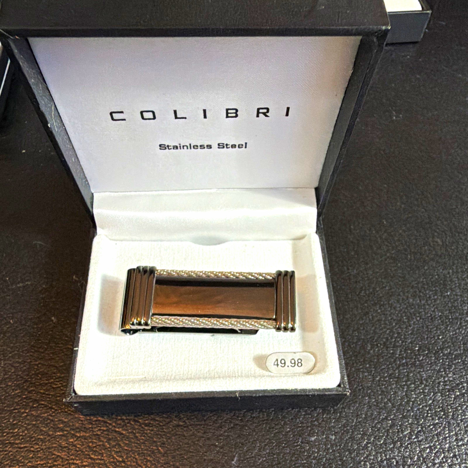 New Colibri Stainless Steel Money Clip with Original Box - Two-Tone Cable Accent New Colibri Stainless Steel Money Clip with Original Box - Two-Tone Cable Accent